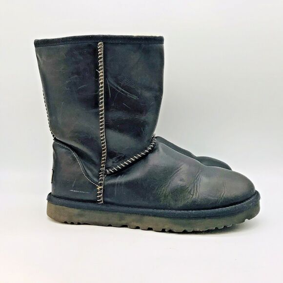 UGG Australia Oil Washed Sherpa Lined Leather Boots Women's 10 Waterproof Winter - Picture 1 of 13